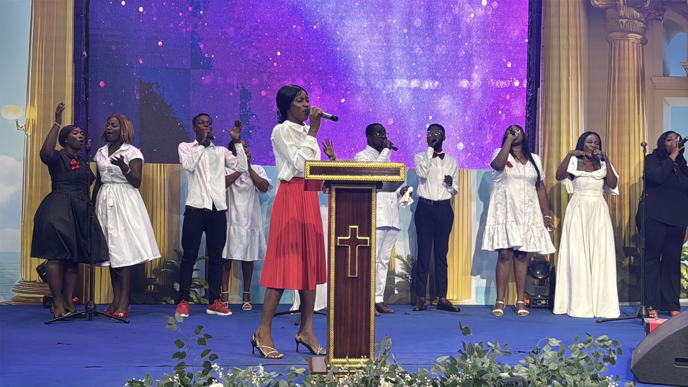 A worship team leading during a service